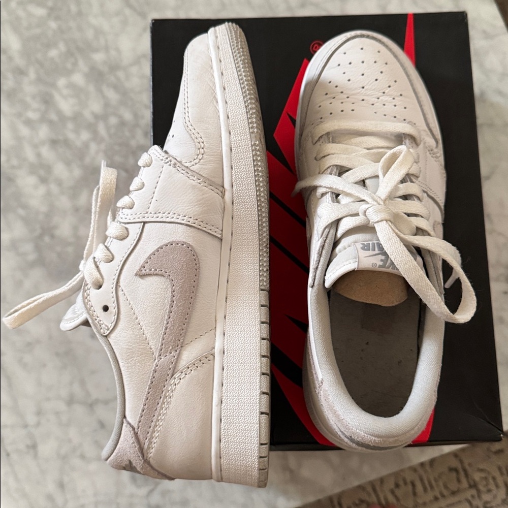 Nike Air Jordan 1 Low OG White Particle Grey 6Y kids 7 womens